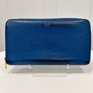 CELINE
Smooth Calfskin Large Half Zip Multi-Function Wallet  Blue